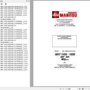 Manitou MRT 1432 (360°-400°)M Series E2 MRT 1635 (360°-400°)M Series E2 Operator's Manual 648226 FR EN ES