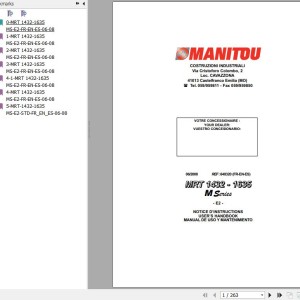 Manitou MRT 1432 M Series E2 MRT 1635 M Series E2 Operator's Manual 648320 FR EN ES