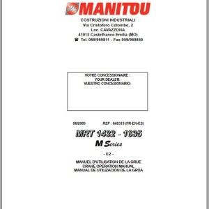 Manitou MRT 1432 M Series E2 MRT 1635 M Series E2 Operator's Manual 648464 FR EN ES