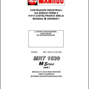 Manitou MRT 1530 M Series (360°) Operator's Manual 648110 IT EN DE