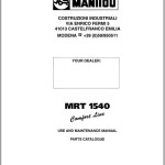 Manitou MRT1540 Comfort line User & Maintenance Manual Parts Catalog 547430 EN