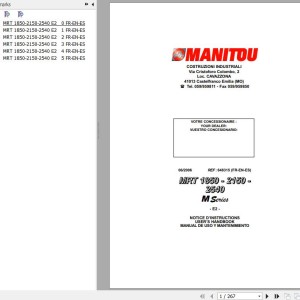 Manitou MRT 1850 M Series E2 MRT 2150 M Series E2 MRT 2540 M Series E2 Operator's Manual 648315 FR EN ES