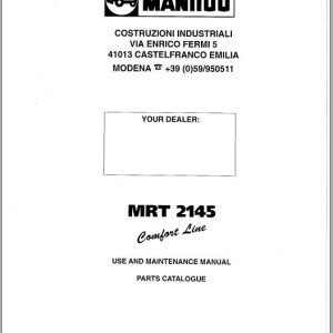 Manitou MRT2145 Comfort Line User & Maintenance Manual Parts Catalog 547652 EN