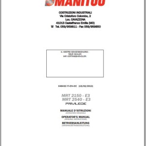 Manitou MRT 2150 E3 MRT 2540 E3 Operator's Manual 648432 IT EN DE