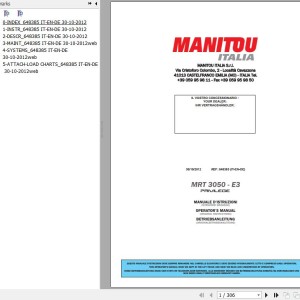 Manitou MRT 3050-E3 Privilege Operator's Manual 648385 IT EN DE