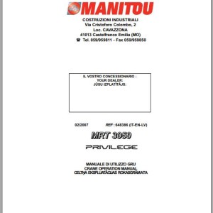 Manitou MRT 3050 Privilege Operator's Manual 648386 IT EN LV