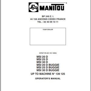 Manitou MSI 20 D MSI 25 D MSI 30 D (BUGGIE) Operator's Manual 547827