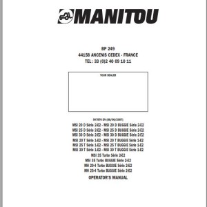 Manitou MSI 20 D Series 2-E2 To MH25-4 Turbo BUGGIE Series 2-E2 Operator's Manual 547876