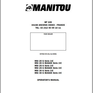 Manitou MSI 20 G Series 2-E To MSI 30 G Buggie Series 2-E Operator's Manual 547922 EN