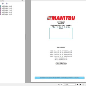 Manitou MSI 20 T Series 2-E3 To MH25-4 T BUGGIE Series 2-E3 Operator's Manual 647000