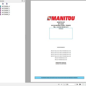 Manitou MSI 20 T Series 3-E3 To MH25-4 T BUGGIE Series 3-E3 Operator's Manual 647393