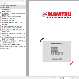 Manitou MSI 20 T 4ST3B To MH25-4 T BUGGIE 4ST3B Operator's Manual 647448