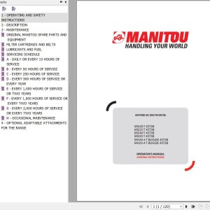 Manitou MSI 20 T 4ST3B To MH25-4 T BUGGIE 4ST3B Operator's Manual 647448 US