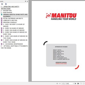 Manitou MSI 25T 4ST3A To MH25-4 BUGGIE 36KW 4ST3A Operator's Manual 647468