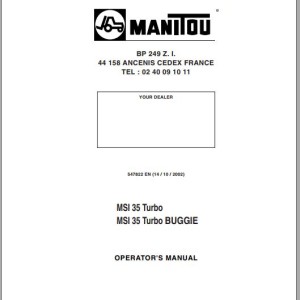 Manitou MSI 35 Turbo MSI 35 Turbo BUGGIE Operator's Manual 547822