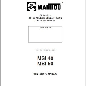 Manitou MSI 40 MSI 50 Operator's Manual 47974