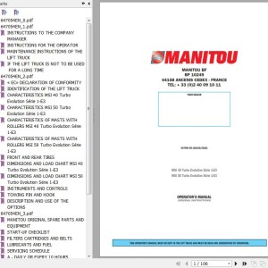 Manitou MSI 40 TURBO EVOLUTION Series 1 E3 MSI 50 TURBO EVOLUTION Series 1 E3 Operator's Manual 647054