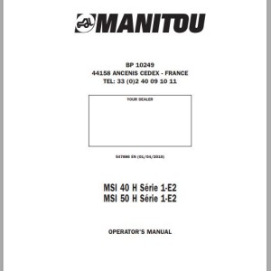 Manitou MSI 40 H Series 1-E2 MSI 50 H Series 1-E2 Operator's Manual 547886