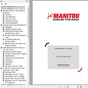 Manitou MT-X 1030S Mining AWP Operator's Manual 648950 EN US AU