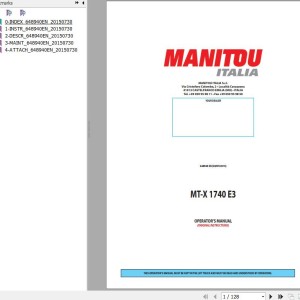 Manitou MT-X 1740 E3 Operator's Manual 648940 EN