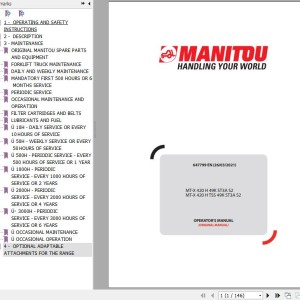 Manitou MT-X 420 H 49K ST3A S2 MT-X 420 H TSS 49K ST3A S2 Operator's Manual 647799 EN