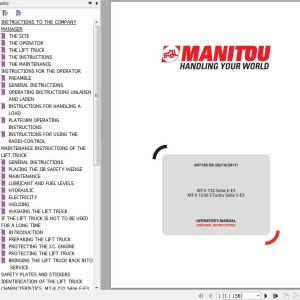 Manitou MT-X 732 Series E-E3 MT-X 1030S Turbo Series 5-E3 Operator's Manual 647185 EN