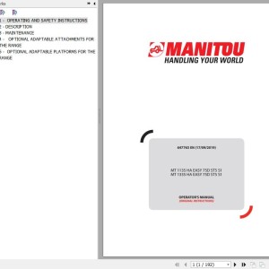 Manitou MT 1135 HA Easy 75D ST5 S1 MT 1335 HA Easy 75D ST5 S1 Operator's Manual 647763 EN