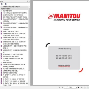 Manitou T1435 Easy 75DST3BS1 MT1440 Easy 75DST3BS1 MT1840 Easy 75DST3BS1 Operator's Manual 647563 EN