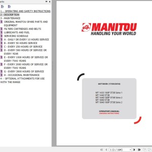 Manitou MT 1435 100P ST3B Series 1 To MT 1840 100P ST3B Series 2 Operator's Manual 647100 EN