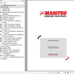 Manitou MT 1440A 100P ST4 S1 MT 1840A 100P ST4 S1 Operator's Manual 647595 US