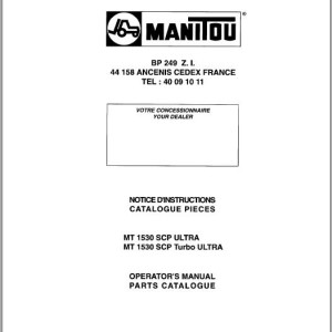 Manitou MT 1530 SCP Ultra MT 1530 SCP Turbo Ultra Operator's Manual Parts catalog 547007 FR EN