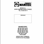 Manitou MT 222 CP To MT 425 CP Turbo Operator's Manual Parts catalog 47824 EN