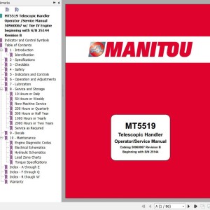 Manitou MT5519 Operator & Service Manual 50960067B