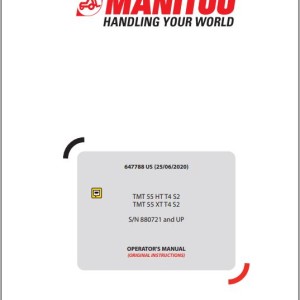 Manitou TMT 55 HT T4 S2 TMT 55 XT T4 S2 Operator's Manual 647788 US