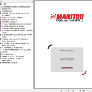 Manitou MT 625 H Turbo ST3B MT 625 H Comfort ST3B Operator's Manual 647458 EN