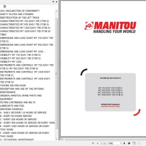 Manitou MT 732 Easy 75D ST3B S1 To MT 1030 Easy 75D ST3B S2 Operator's Manual 647480 EN