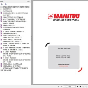 Manitou MT 733 Easy 75D ST5 S1 MT 933 Easy 75D ST5 S1 Operator's Manual 647776 US