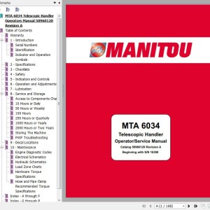 Manitou MTA 6034 Operator's & Service Manual 50960120A