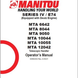 Manitou MTA 6642 MTA 8044 MTA 9050 MTA 10044 MTA 10055 MTA 12042 Operator's Manual 50960202A