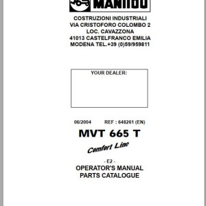 Manitou MVT 665 T Comfort Line E2 Operator's Manual 648261 EN