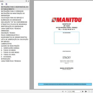 Manitou STACKY10FRS16 STACKY10FRD28 STACKY10LES16 STACKY10LED28 STACKY14 Instruction's Manual 647263 PO