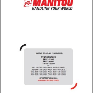 Manitou TH51-3500 TH57-6000 TH63-12000 Type Handler Operator's Manual 648962 EN AU US
