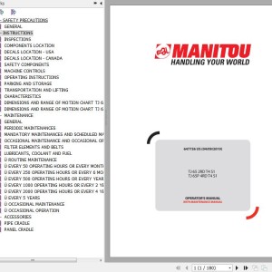 Manitou TJ65 2RD T4 S1 TJ65P 4RD T4 S1 Operator's Manual 647736 US