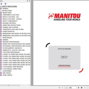Manitou TJ80P T4 S1 TJ85 T4 S1 Operator's Manual 647773 US
