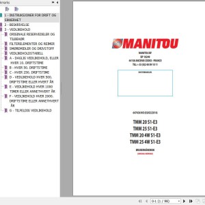 Manitou TMM20S1-E3 TMM25S1-E3 TMM204WS1-E3 TMM254WS1-E3 User Manual 647436 NO
