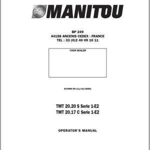 Manitou TMT 20.20S Series 1-E2 TMT 20.17C Series 1-E2 Operator's Manual 547889