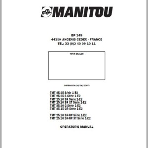 Manitou TMT 25.25 Series 1-E2 To TMT 25.20 SR4W XT Series 1-E2 Operator's Manual 547888