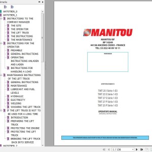 Manitou TMT 25 I Series 1-E3 to TMT 25 P Series 1-E3 Operator's Manual 647079 EN