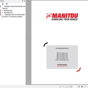 Manitou TMT 25 I Series 2-E3 to TMT 25 S 4W Series 2-E3 Operator's Manual 647186 NO