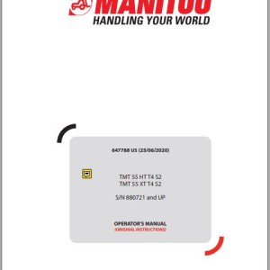 Manitou TMT 55 HT T4 S2 TMT 55 XT T4 S2 Operator's Manual 647788 US